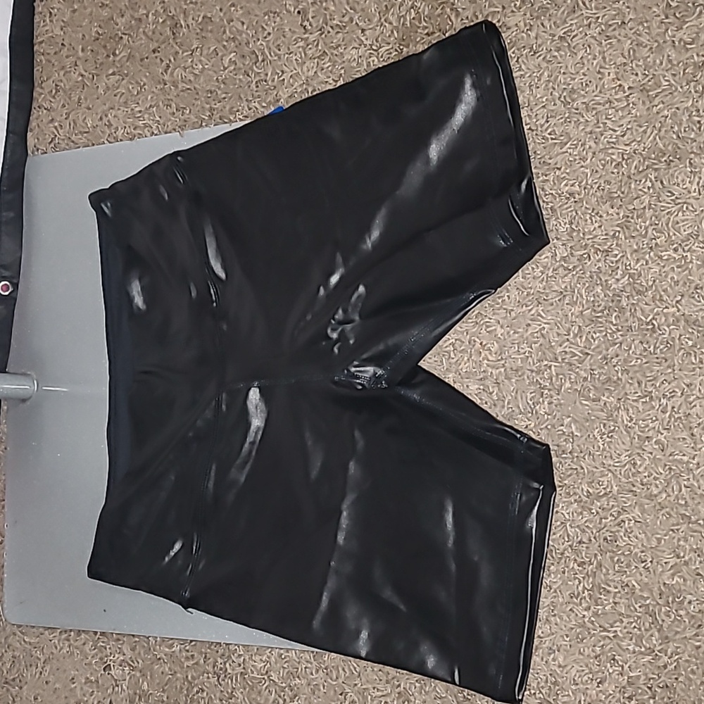 A Core Black Faux Leather Shorts